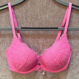 NWOT Victoria’s Secret Women's Dream Angels Neon Pink Lace Push-Up Bra 32D